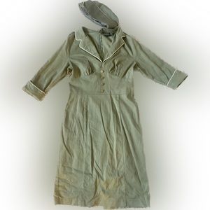 Vintage Army Dress with Hat
